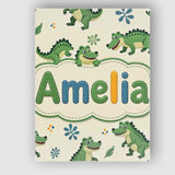 Personalised Name Cute Cartoon Crocodiles Custom  Unique Gift Idea Elegant Feature Canvas Wall Art Print Decor Picture Ready to Hang