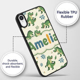 Cute Cartoon Crocodiles Jungle Leaves Playful Custom Name Protective Phone Case Mobile Cover Durable Everyday Smartphone Shock Resistant