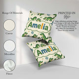 Custom Name Cute Cartoon Crocodiles Jungle Leaves Playful Animal Square Filled Cushion Throw Pillow Sofa Bed Home Decor Zip Washable UK Made