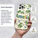 Cute Cartoon Crocodiles Jungle Leaves Playful Custom Name Protective Phone Case Mobile Cover Durable Everyday Smartphone Shock Resistant