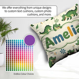 Custom Name Cute Cartoon Crocodiles Jungle Leaves Playful Animal Square Filled Cushion Throw Pillow Sofa Bed Home Decor Zip Washable UK Made