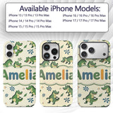 Cute Cartoon Crocodiles Jungle Leaves Playful Custom Name Protective Phone Case Mobile Cover Durable Everyday Smartphone Shock Resistant