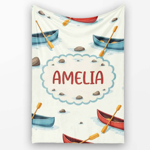 Cute Canoes with Duck Lake Water Adventure Seamless Pattern Lovely  Personalised Custom Name Super Soft Fleece Blanket Bed Sofa Throw