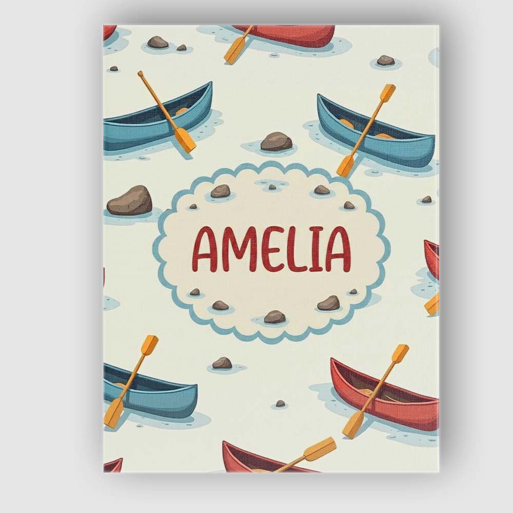Personalised Name Cute Canoes with Duck Custom  Modern Room Accent Elegant Feature Canvas Wall Art Print Decor Picture Ready to Hang