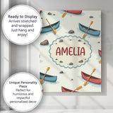 Personalised Name Cute Canoes with Duck Custom  Modern Room Accent Elegant Feature Canvas Wall Art Print Decor Picture Ready to Hang