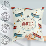 Custom Name Cute with Duck Lake Water Adventure Seamless Pattern Square Filled Cushion Throw Pillow Sofa Bed Home Decor Zip Washable UK Made