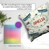 Custom Name Cute with Duck Lake Water Adventure Seamless Pattern Square Filled Cushion Throw Pillow Sofa Bed Home Decor Zip Washable UK Made