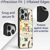 Cute Butterflies Ladybugs Flowers Garden Insects Custom Name Protective Phone Case Mobile Cover Durable Everyday Smartphone Shock Resistant