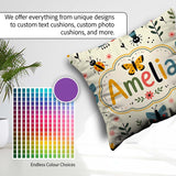 Custom Name Butterflies Ladybugs Flowers Garden Insects Seamless Square Filled Cushion Throw Pillow Sofa Bed Home Decor Zip Washable UK Made