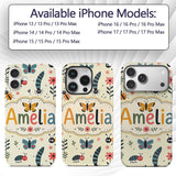 Cute Butterflies Ladybugs Flowers Garden Insects Custom Name Protective Phone Case Mobile Cover Durable Everyday Smartphone Shock Resistant