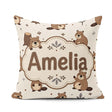 Custom Name Cute Beavers Trees Woodland Animals Seamless Pattern Square Filled Cushion Throw Pillow Sofa Bed Home Decor Zip Washable UK Made