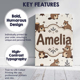 Personalised Name Cute Beavers Forest Trees Custom  Bespoke Interior Contemporary Canvas Wall Art Print Decor Picture Ready to Hang