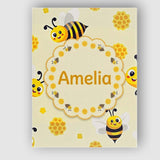 Personalised Name Cute Bees Honeycomb Sweet Custom  Bespoke Interior Contemporary Canvas Wall Art Print Decor Picture Ready to Hang