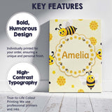 Personalised Name Cute Bees Honeycomb Sweet Custom  Bespoke Interior Contemporary Canvas Wall Art Print Decor Picture Ready to Hang