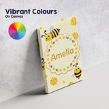 Personalised Name Cute Bees Honeycomb Sweet Custom  Bespoke Interior Contemporary Canvas Wall Art Print Decor Picture Ready to Hang