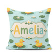 Custom Name Cute Ducks on Lily Pads Pond Nature Seamless Pattern Square Filled Cushion Throw Pillow Sofa Bed Home Decor Zip Washable UK Made