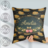 Custom Name Pink Cherry Cake Seamless Pattern Dessert Sweet Food Square Filled Cushion Throw Pillow Sofa Bed Home Decor Zip Washable UK Made