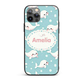 Cute Baby Seals Ocean Bubbles Marine Seamless Custom Name Protective Phone Case Mobile Cover Durable Everyday Smartphone Shock Resistant