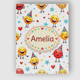 Personalised Name Cute Happy Emoji Faces Custom  Unique Gift Idea Elegant Feature Canvas Wall Art Print Decor Picture Ready to Hang