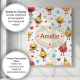 Personalised Name Cute Happy Emoji Faces Custom  Unique Gift Idea Elegant Feature Canvas Wall Art Print Decor Picture Ready to Hang