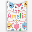 Cute Colorful Balloons Hearts and Starbursts Party Seamless Pattern  Personalised Custom Name Super Soft Fleece Blanket Bed Sofa Throw