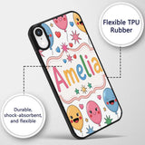 Cute Colorful Balloons Hearts and Starbursts Custom Name Protective Phone Case Mobile Cover Durable Everyday Smartphone Shock Resistant