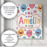 Personalised Name Cute Colorful Balloons Custom  Unique Gift Idea Elegant Feature Canvas Wall Art Print Decor Picture Ready to Hang