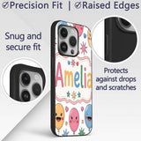 Cute Colorful Balloons Hearts and Starbursts Custom Name Protective Phone Case Mobile Cover Durable Everyday Smartphone Shock Resistant