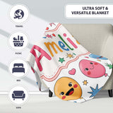 Cute Colorful Balloons Hearts and Starbursts Party Seamless Pattern  Personalised Custom Name Super Soft Fleece Blanket Bed Sofa Throw