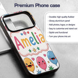 Cute Colorful Balloons Hearts and Starbursts Custom Name Protective Phone Case Mobile Cover Durable Everyday Smartphone Shock Resistant
