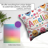 Custom Name Colorful Balloons Hearts and Party Seamless Pattern Square Filled Cushion Throw Pillow Sofa Bed Home Decor Zip Washable UK Made