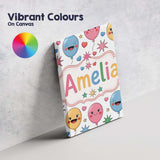 Personalised Name Cute Colorful Balloons Custom  Unique Gift Idea Elegant Feature Canvas Wall Art Print Decor Picture Ready to Hang