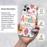 Cute Colorful Balloons Hearts and Starbursts Custom Name Protective Phone Case Mobile Cover Durable Everyday Smartphone Shock Resistant