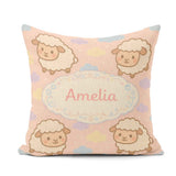 Custom Name Cute Sheep Cloud Cartoon Farm Animal Pattern Cute Square Filled Cushion Throw Pillow Sofa Bed Home Decor Zip Washable UK Made