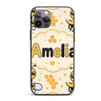 Cute Kawaii Bees Honeycomb Sweet Nature Seamless Custom Name Protective Phone Case Mobile Cover Durable Everyday Smartphone Shock Resistant