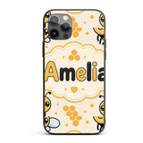 Cute Kawaii Bees Honeycomb Sweet Nature Seamless Custom Name Protective Phone Case Mobile Cover Durable Everyday Smartphone Shock Resistant