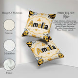 Custom Name Kawaii Bees Honeycomb Sweet Nature Seamless Pattern Square Filled Cushion Throw Pillow Sofa Bed Home Decor Zip Washable UK Made