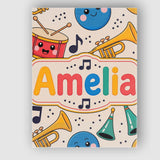 Personalised Name Cute Musical Instruments Custom  Unique Gift Idea Elegant Feature Canvas Wall Art Print Decor Picture Ready to Hang