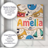 Personalised Name Cute Musical Instruments Custom  Unique Gift Idea Elegant Feature Canvas Wall Art Print Decor Picture Ready to Hang