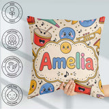 Custom Name Cute Musical Instruments Notes Cartoon Fun Seamless Square Filled Cushion Throw Pillow Sofa Bed Home Decor Zip Washable UK Made