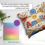 Custom Name Cute Musical Instruments Notes Cartoon Fun Seamless Square Filled Cushion Throw Pillow Sofa Bed Home Decor Zip Washable UK Made