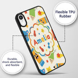 Cute School Supplies Pencils Stars Printed Design Custom Name Protective Phone Case Mobile Cover Durable Everyday Smartphone Shock Resistant