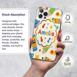 Cute School Supplies Pencils Stars Printed Design Custom Name Protective Phone Case Mobile Cover Durable Everyday Smartphone Shock Resistant