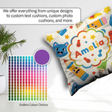 Custom Name Cute School Supplies Pencils Stars Learning Seamless Square Filled Cushion Throw Pillow Sofa Bed Home Decor Zip Washable UK Made
