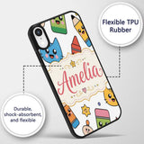 Cute Kawaii Cats Crayons and Pencils Fun School Custom Name Protective Phone Case Mobile Cover Durable Everyday Smartphone Shock Resistant
