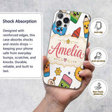 Cute Kawaii Cats Crayons and Pencils Fun School Custom Name Protective Phone Case Mobile Cover Durable Everyday Smartphone Shock Resistant