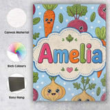 Personalised Name Cute Happy Vegetables Custom  Modern Room Accent Elegant Feature Canvas Wall Art Print Decor Picture Ready to Hang