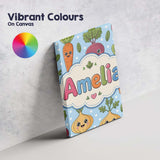 Personalised Name Cute Happy Vegetables Custom  Modern Room Accent Elegant Feature Canvas Wall Art Print Decor Picture Ready to Hang