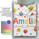 Cute Smiling Emoji Faces Party Hats Stars Seamless Pattern Lovely  Personalised Custom Name Super Soft Fleece Blanket Bed Sofa Throw