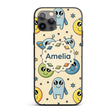 Cute Space Aliens Planets Stars Printed Design Custom Name Protective Phone Case Mobile Cover Durable Everyday Smartphone Shock Resistant